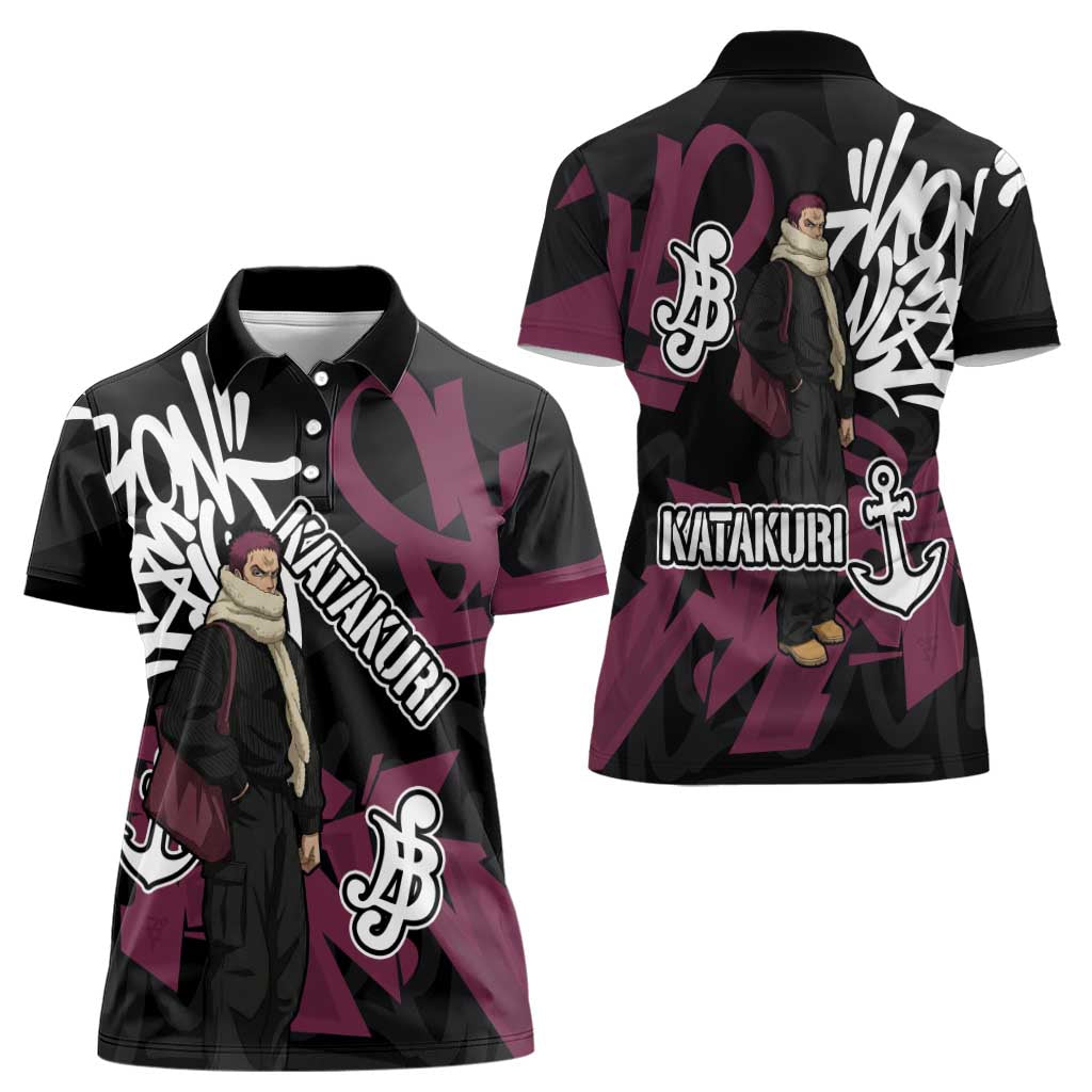 Charlotte Katakuri One Piece Women Polo Shirt Graffiti Street Art Anime Collage