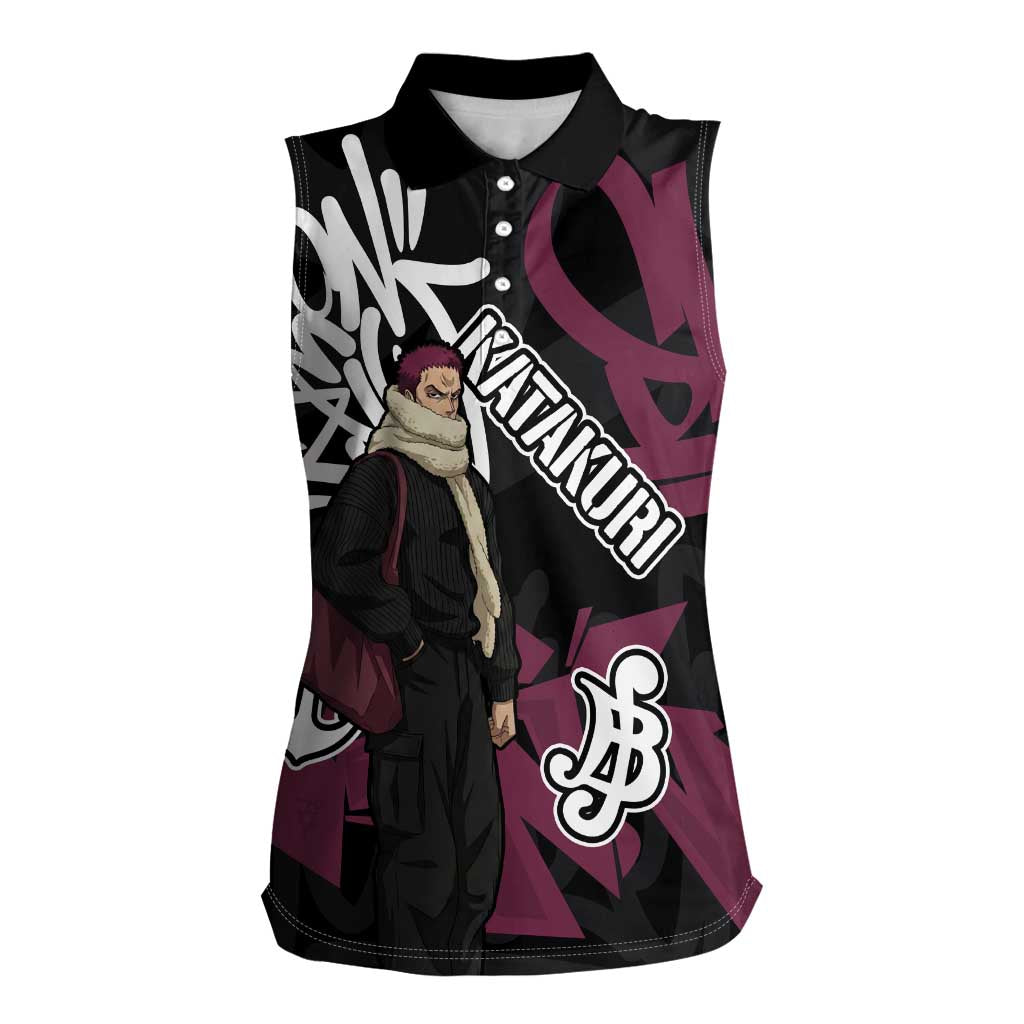 Charlotte Katakuri One Piece Women Sleeveless Polo Shirt Graffiti Street Art Anime Collage