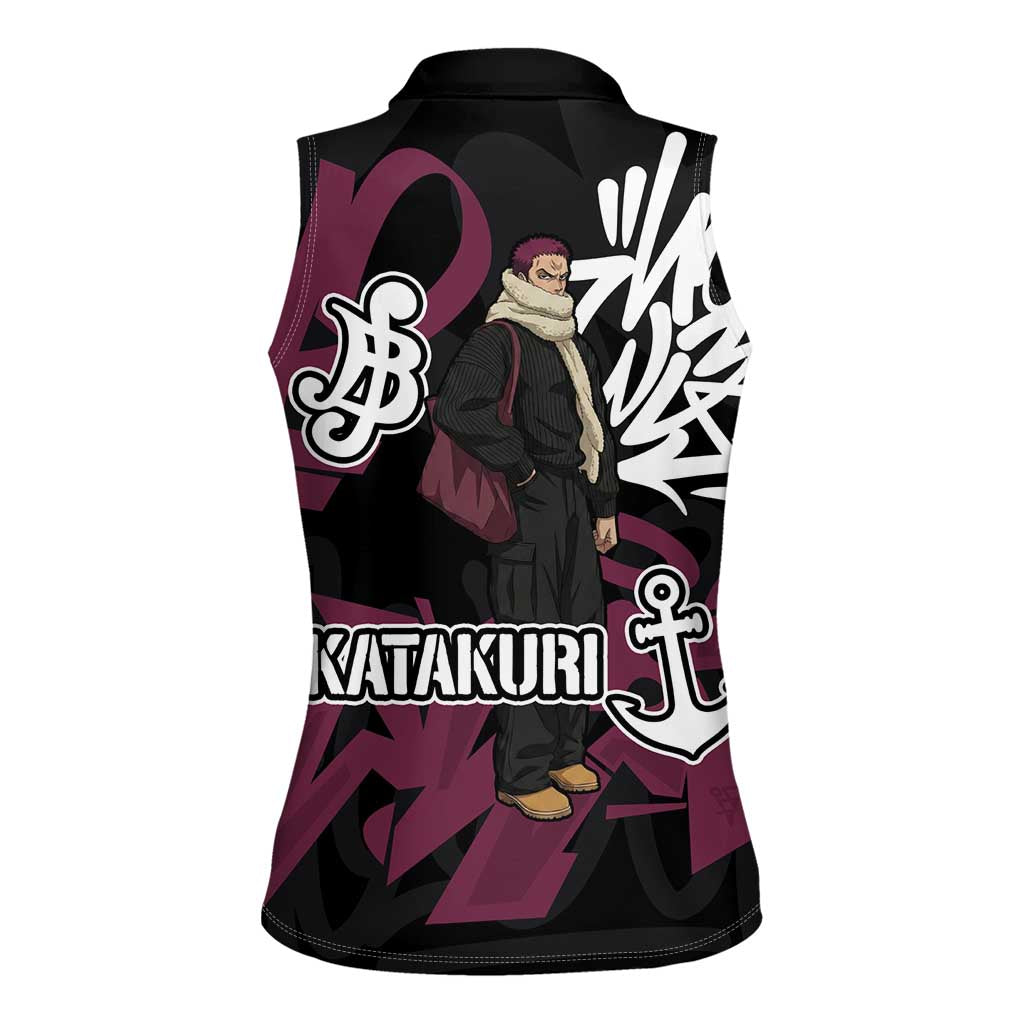 Charlotte Katakuri One Piece Women Sleeveless Polo Shirt Graffiti Street Art Anime Collage