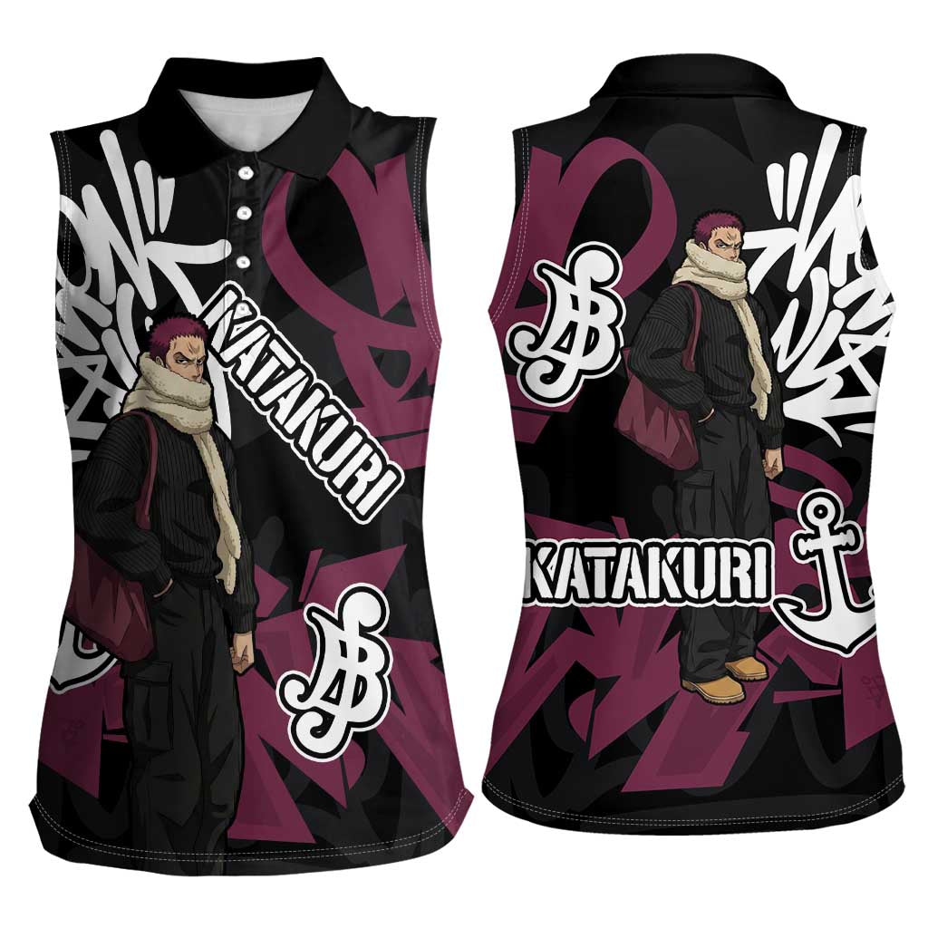 Charlotte Katakuri One Piece Women Sleeveless Polo Shirt Graffiti Street Art Anime Collage