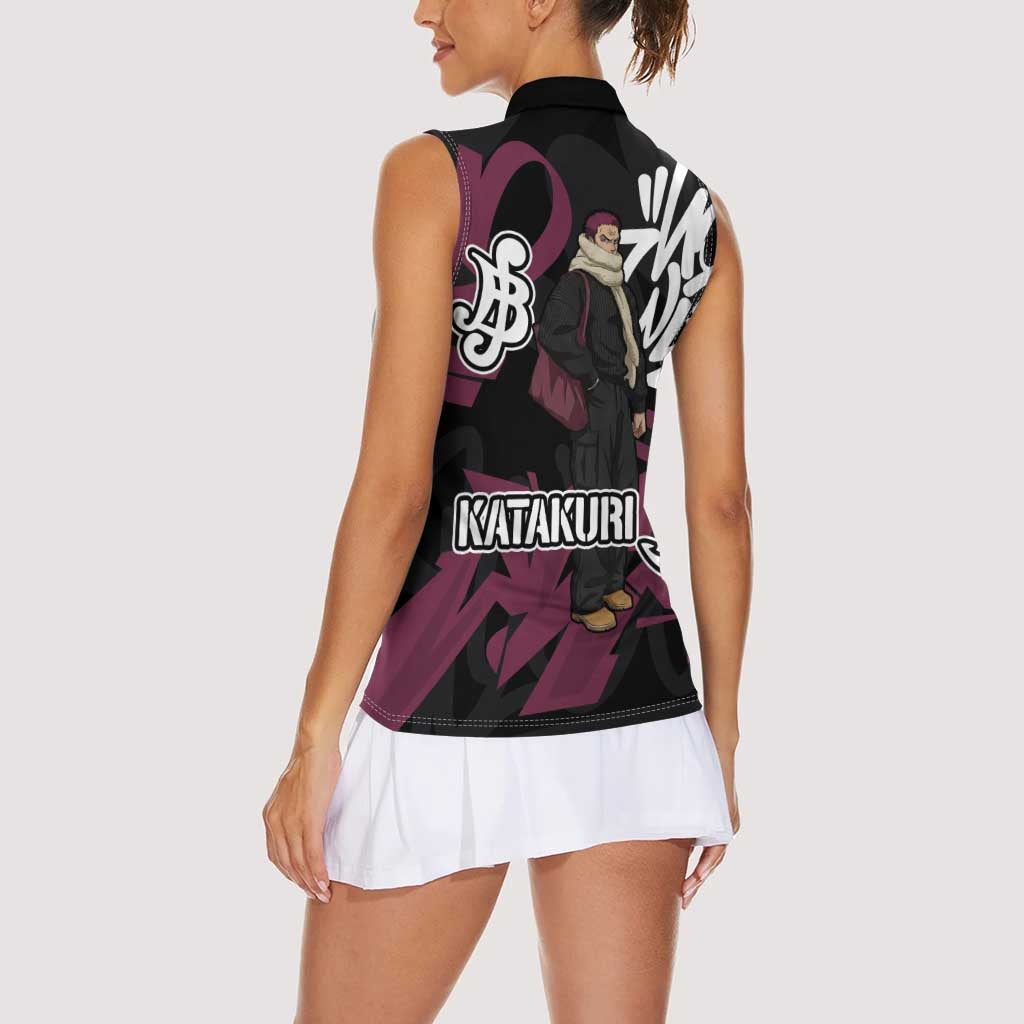 Charlotte Katakuri One Piece Women Sleeveless Polo Shirt Graffiti Street Art Anime Collage
