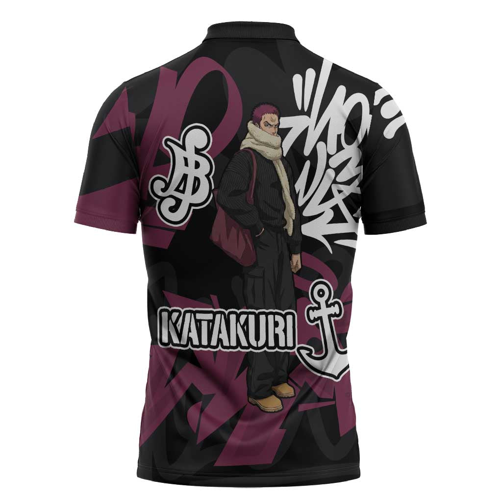 Charlotte Katakuri One Piece Zipper Polo Shirt Graffiti Street Art Anime Collage