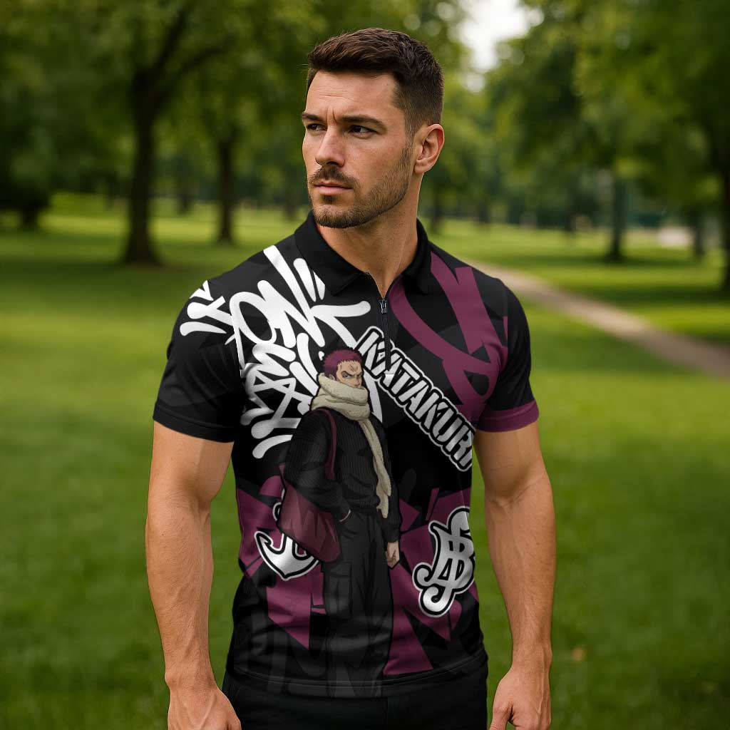 Charlotte Katakuri One Piece Zipper Polo Shirt Graffiti Street Art Anime Collage