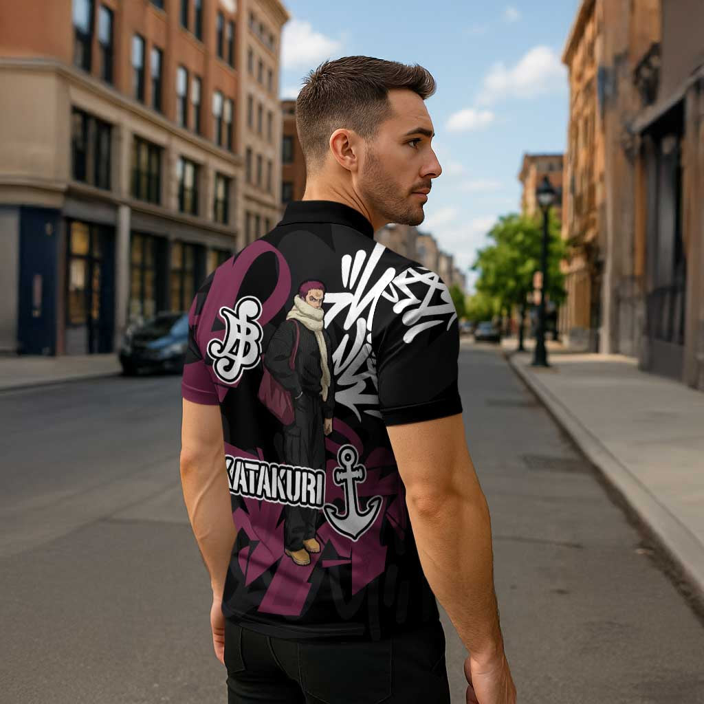Charlotte Katakuri One Piece Zipper Polo Shirt Graffiti Street Art Anime Collage