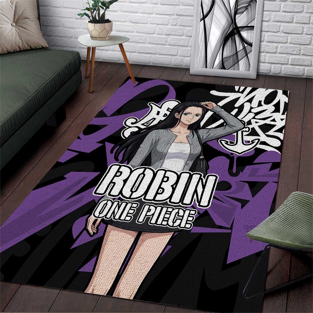 Nico Robin One Piece Area Rug Graffiti Street Art Anime Collage