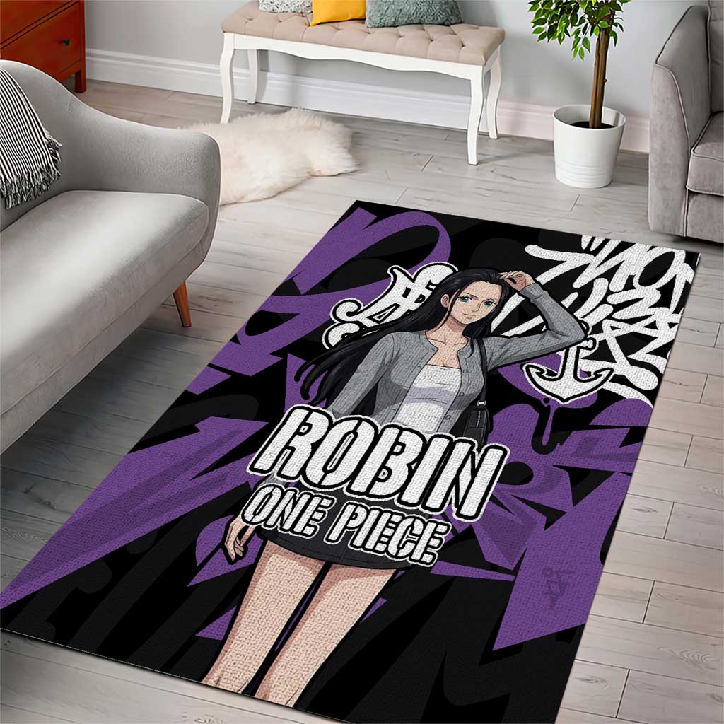 Nico Robin One Piece Area Rug Graffiti Street Art Anime Collage