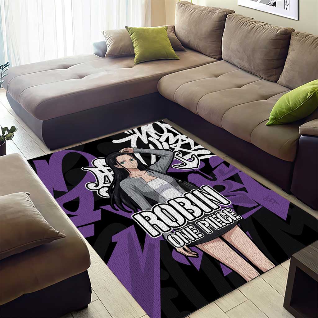Nico Robin One Piece Area Rug Graffiti Street Art Anime Collage