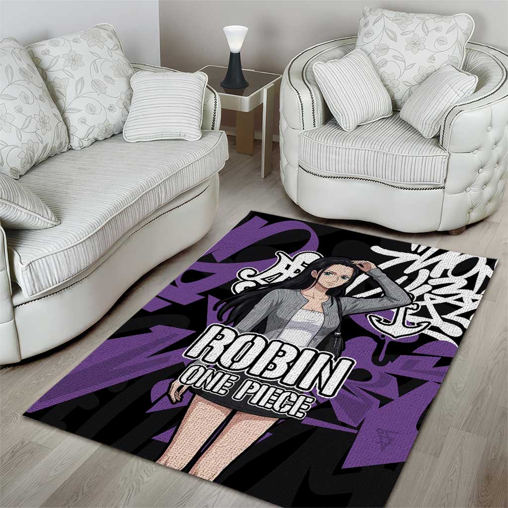 Nico Robin One Piece Area Rug Graffiti Street Art Anime Collage