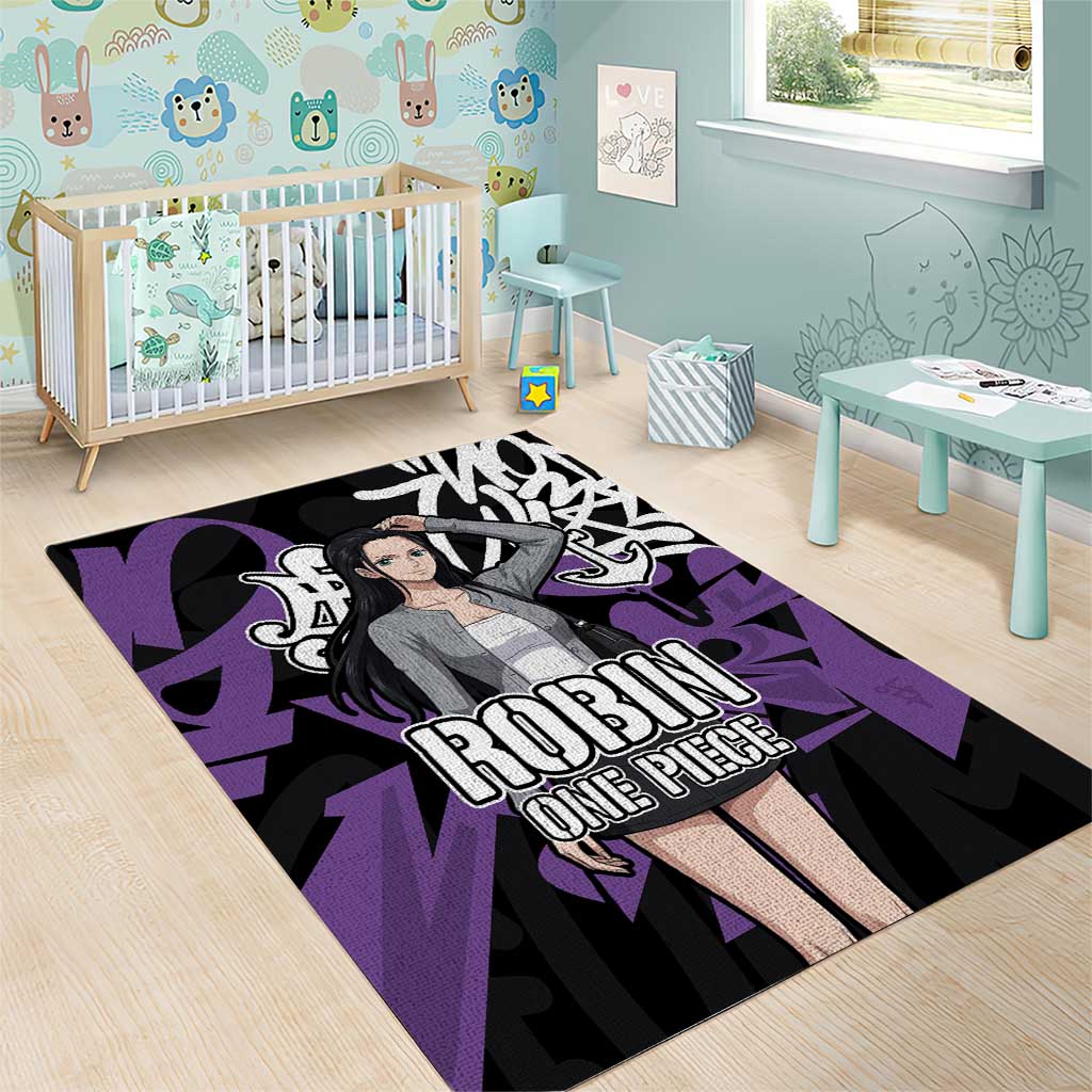 Nico Robin One Piece Area Rug Graffiti Street Art Anime Collage