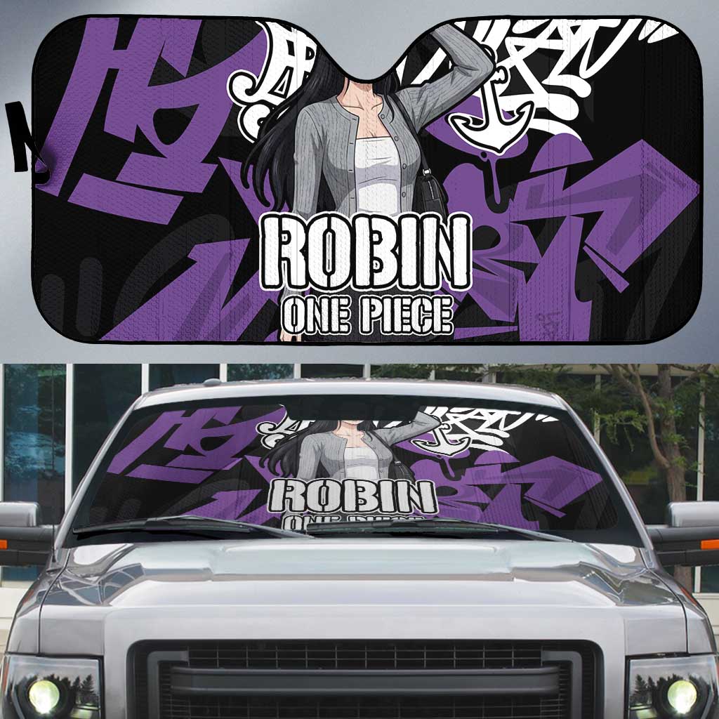 Nico Robin One Piece Auto Sun Shade Graffiti Street Art Anime Collage