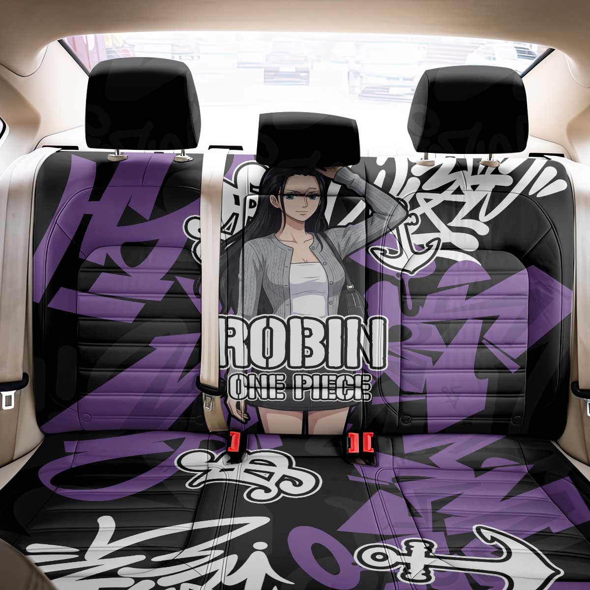 Nico Robin One Piece Back Car Seat Cover Graffiti Street Art Anime Collage