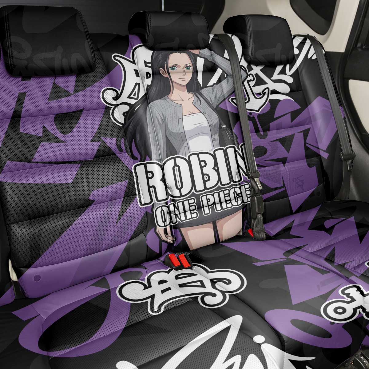 Nico Robin One Piece Back Car Seat Cover Graffiti Street Art Anime Collage