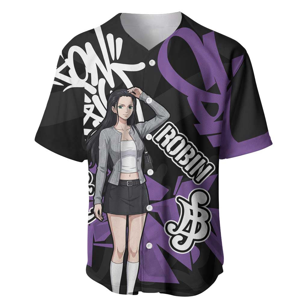 Nico Robin One Piece Baseball Jersey Graffiti Street Art Anime Collage