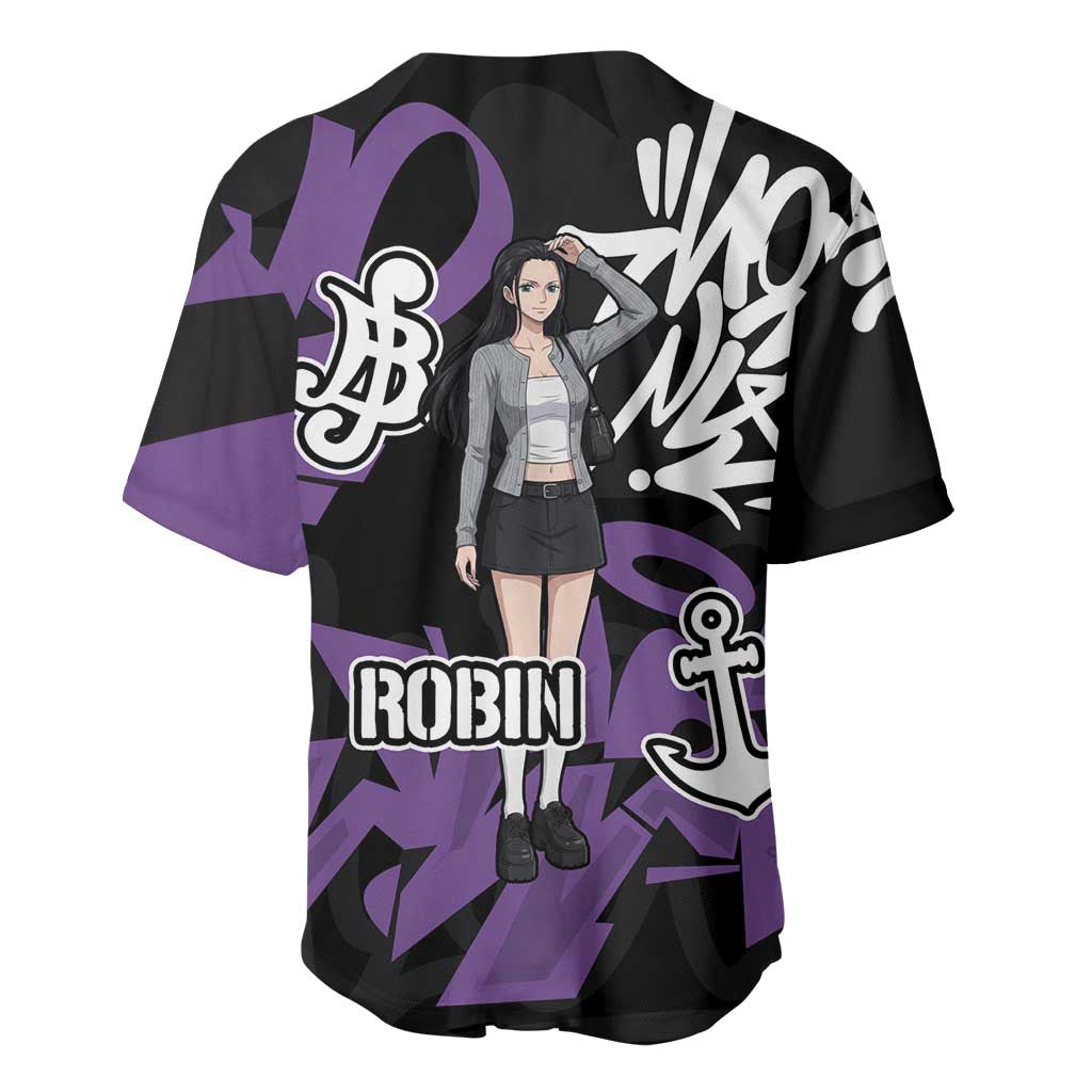 Nico Robin One Piece Baseball Jersey Graffiti Street Art Anime Collage
