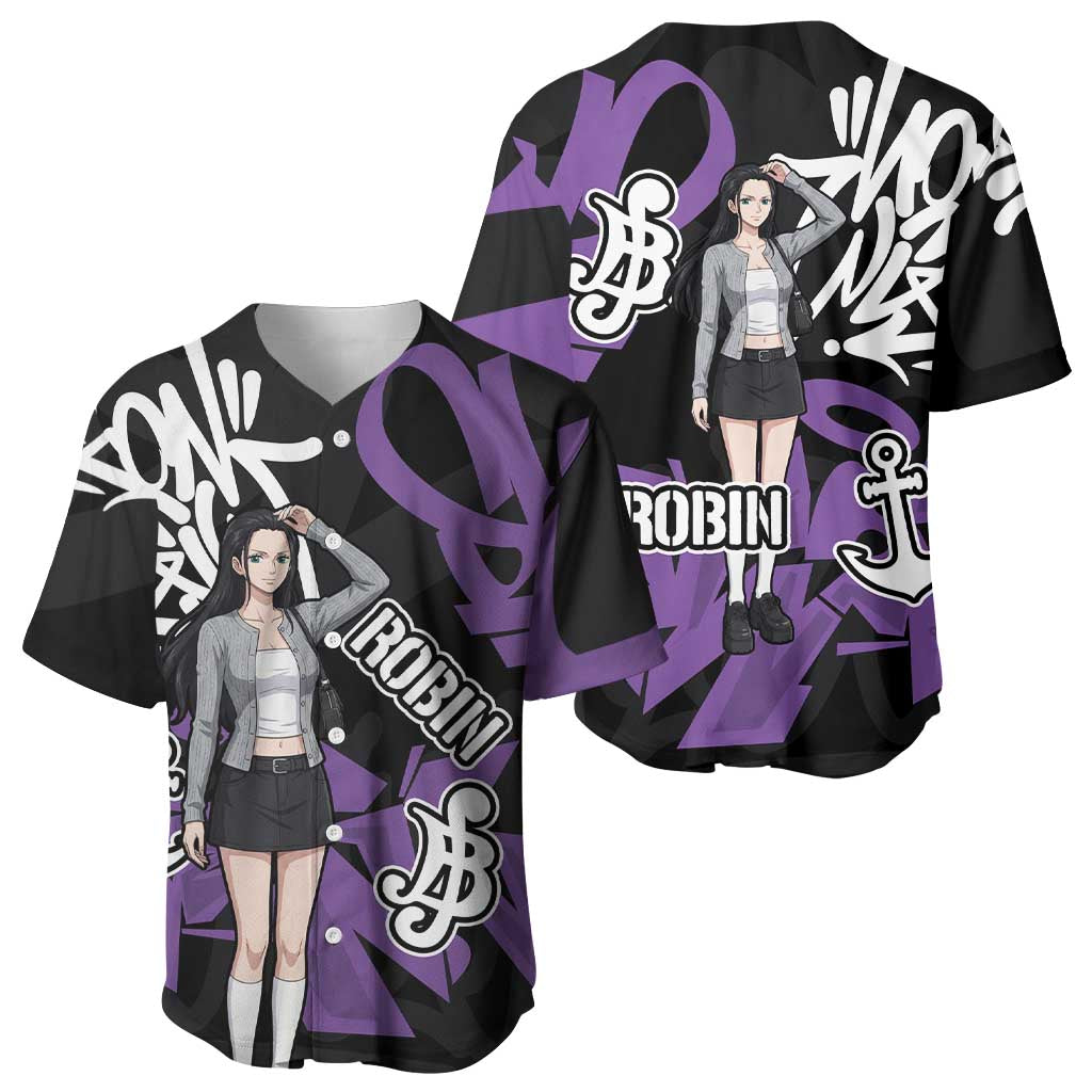 Nico Robin One Piece Baseball Jersey Graffiti Street Art Anime Collage