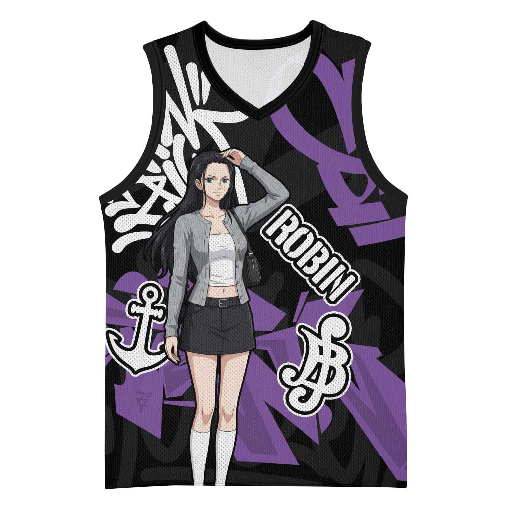 Nico Robin One Piece Basketball Jersey Graffiti Street Art Anime Collage