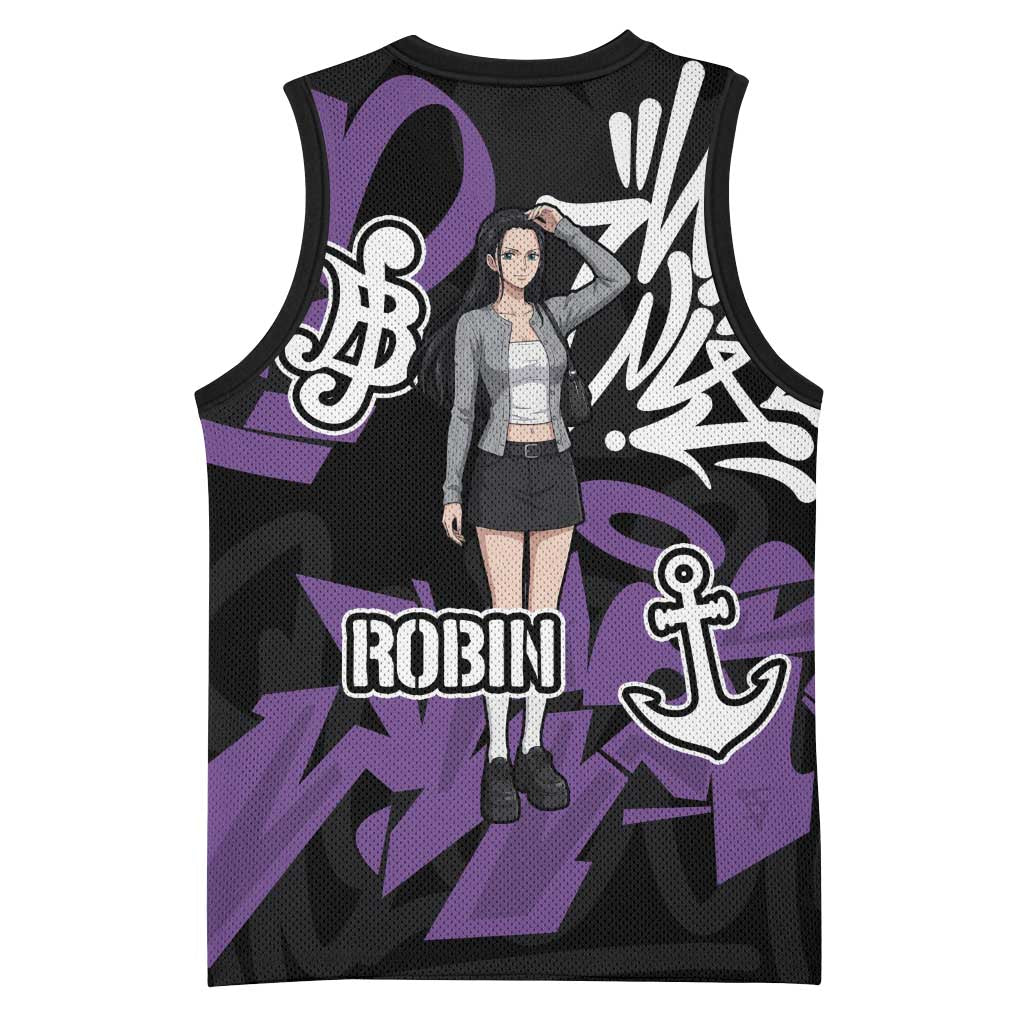 Nico Robin One Piece Basketball Jersey Graffiti Street Art Anime Collage