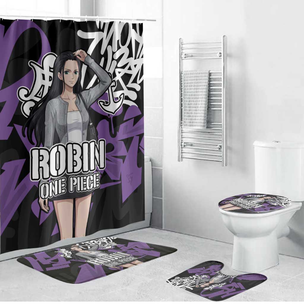 Nico Robin One Piece Bathroom Set Graffiti Street Art Anime Collage