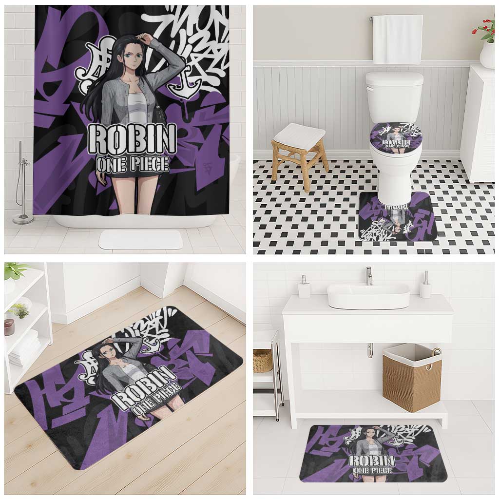 Nico Robin One Piece Bathroom Set Graffiti Street Art Anime Collage