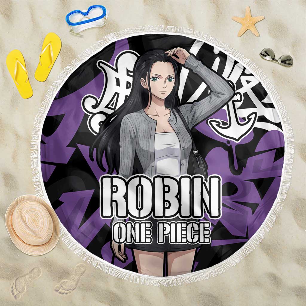 Nico Robin One Piece Beach Blanket Graffiti Street Art Anime Collage