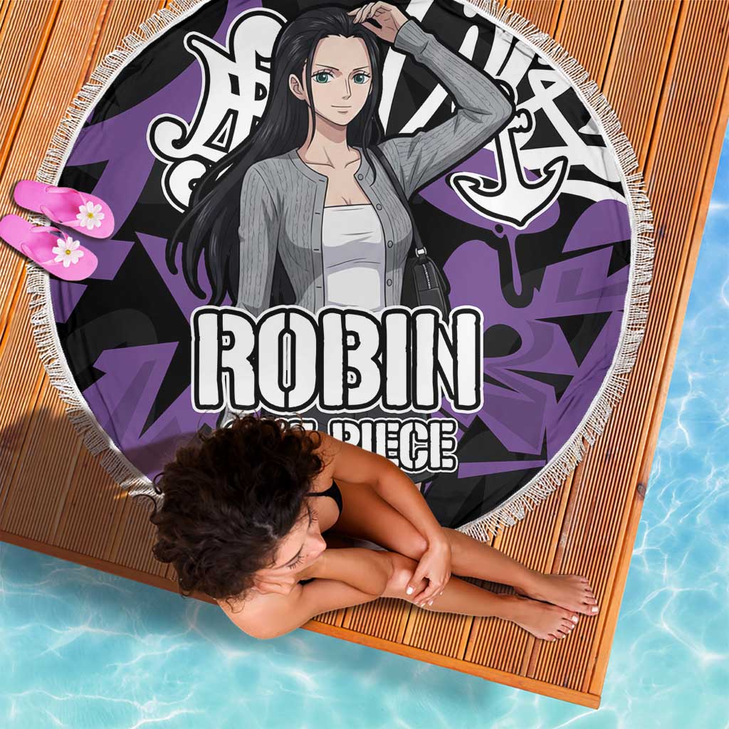 Nico Robin One Piece Beach Blanket Graffiti Street Art Anime Collage