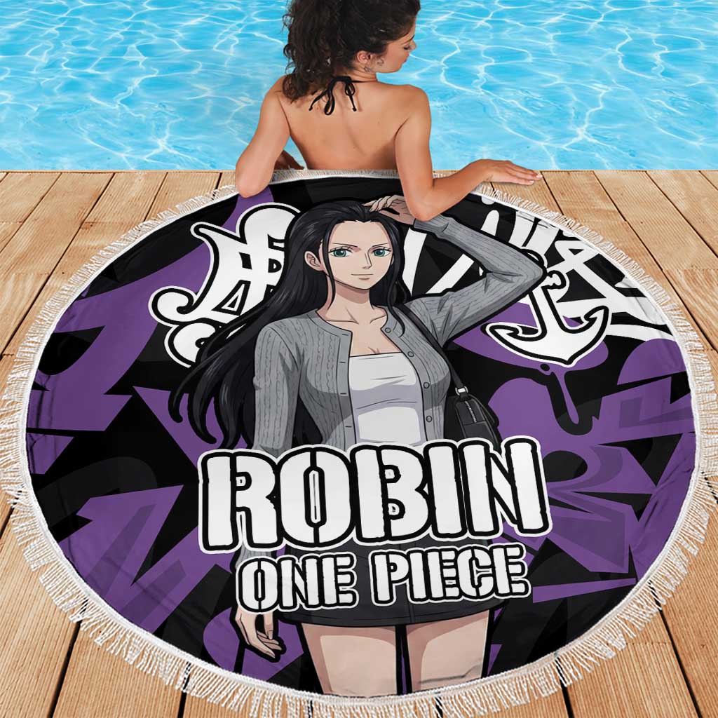 Nico Robin One Piece Beach Blanket Graffiti Street Art Anime Collage