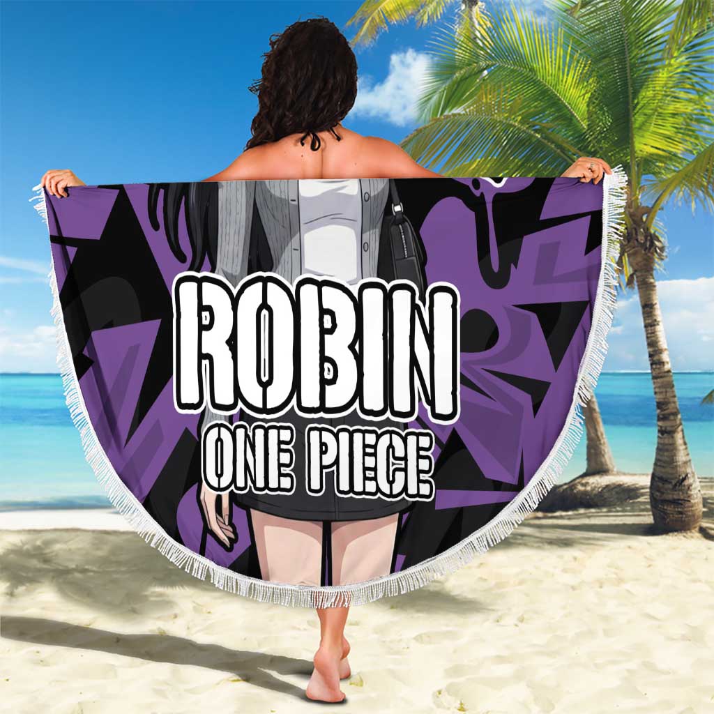 Nico Robin One Piece Beach Blanket Graffiti Street Art Anime Collage