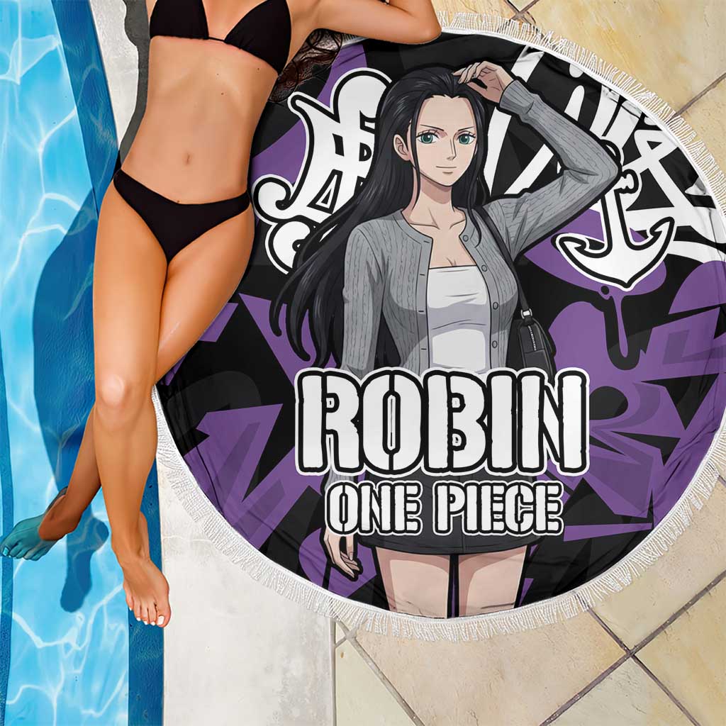 Nico Robin One Piece Beach Blanket Graffiti Street Art Anime Collage