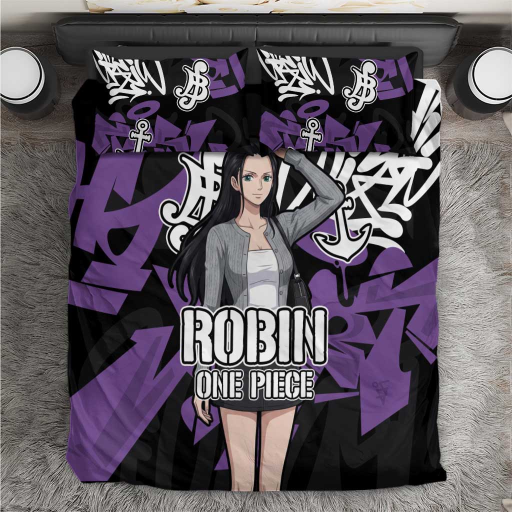 Nico Robin One Piece Bedding Set Graffiti Street Art Anime Collage