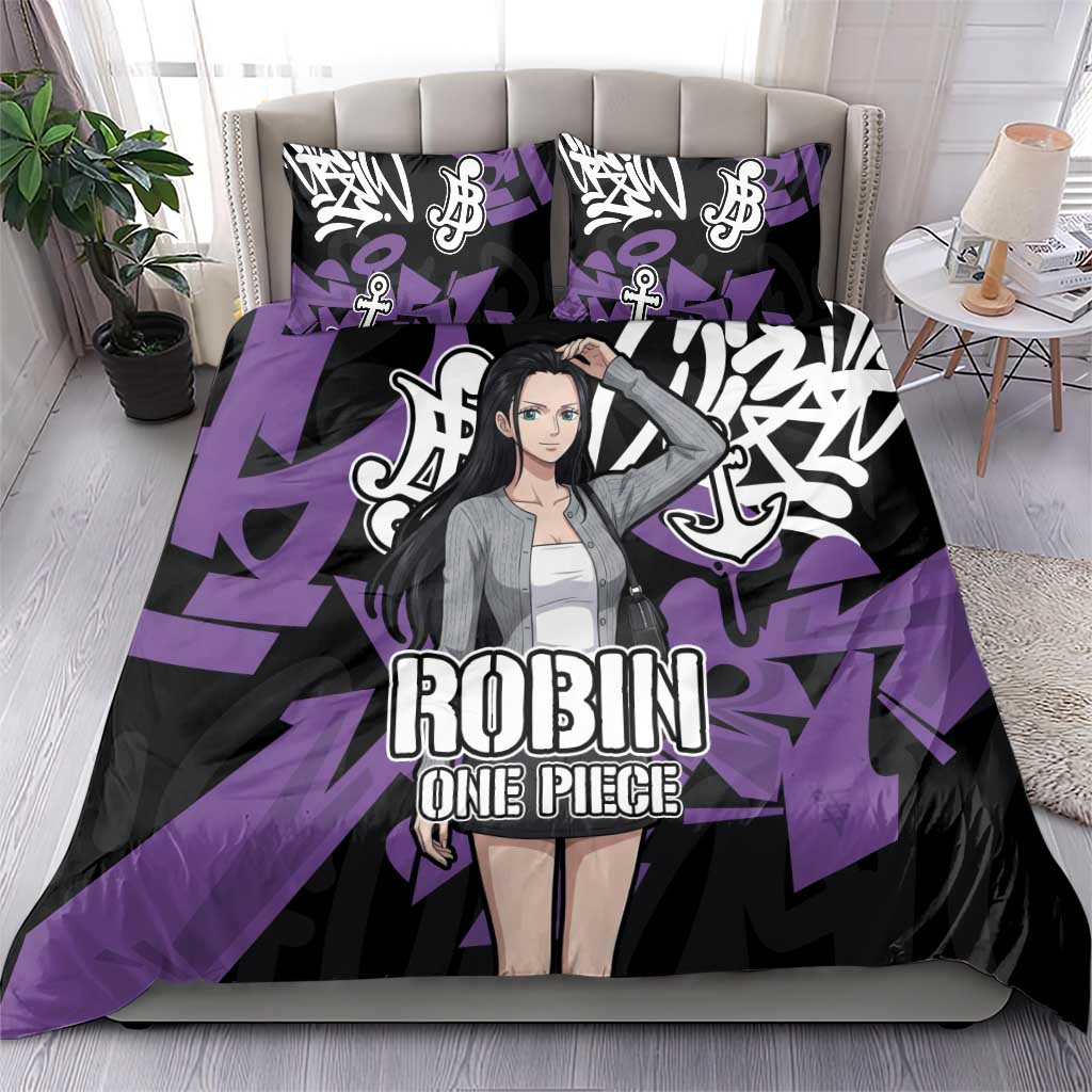 Nico Robin One Piece Bedding Set Graffiti Street Art Anime Collage