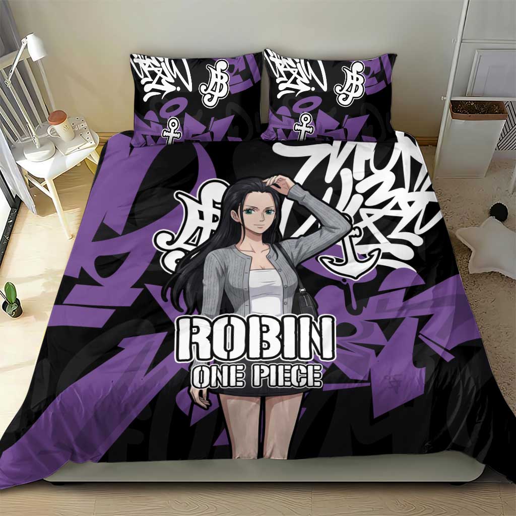 Nico Robin One Piece Bedding Set Graffiti Street Art Anime Collage