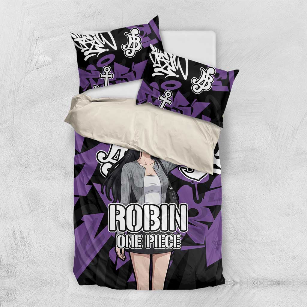 Nico Robin One Piece Bedding Set Graffiti Street Art Anime Collage