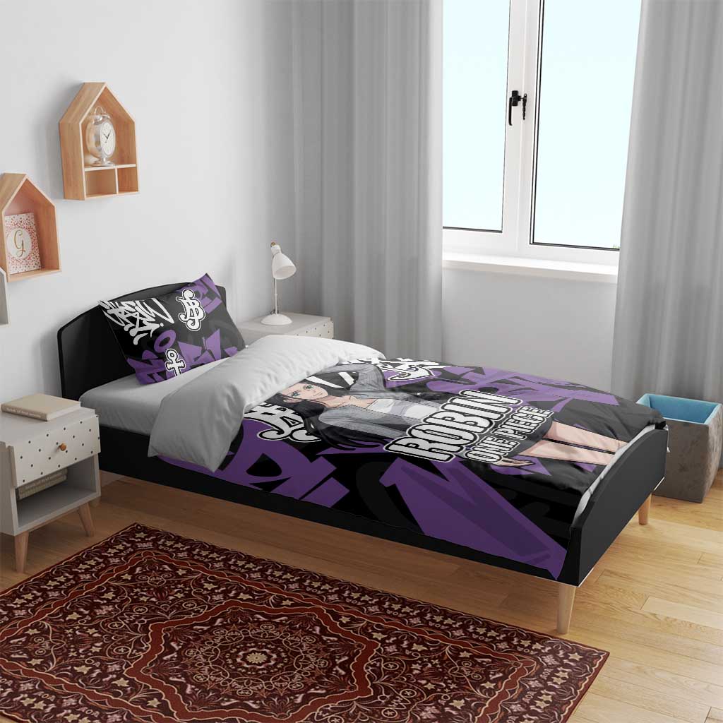 Nico Robin One Piece Bedding Set Graffiti Street Art Anime Collage