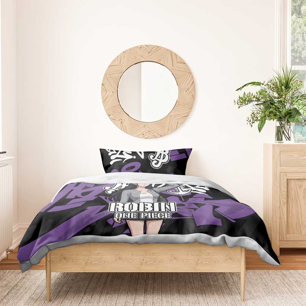 Nico Robin One Piece Bedding Set Graffiti Street Art Anime Collage