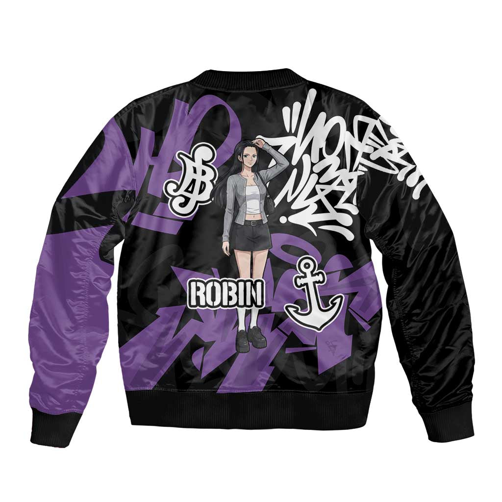 Nico Robin One Piece Bomber Jacket Graffiti Street Art Anime Collage