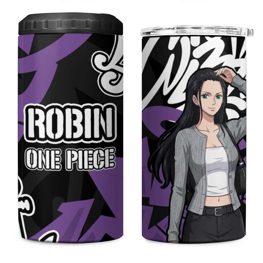 Nico Robin One Piece 4 in 1 Can Cooler Tumbler Graffiti Street Art Anime Collage