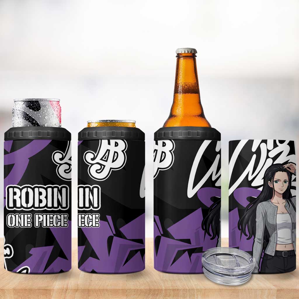 Nico Robin One Piece 4 in 1 Can Cooler Tumbler Graffiti Street Art Anime Collage