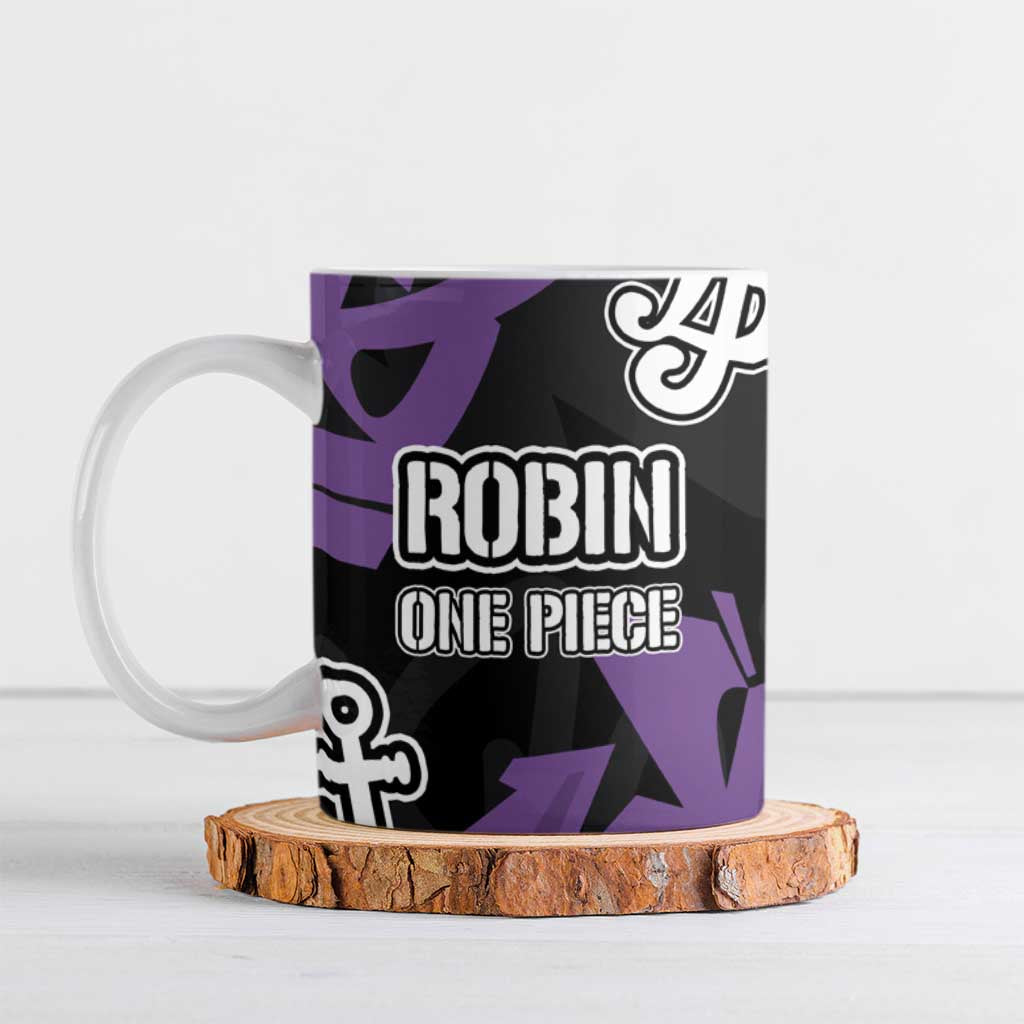 Nico Robin One Piece Ceramic Mug Graffiti Street Art Anime Collage