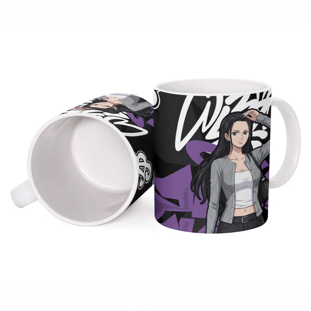 Nico Robin One Piece Ceramic Mug Graffiti Street Art Anime Collage