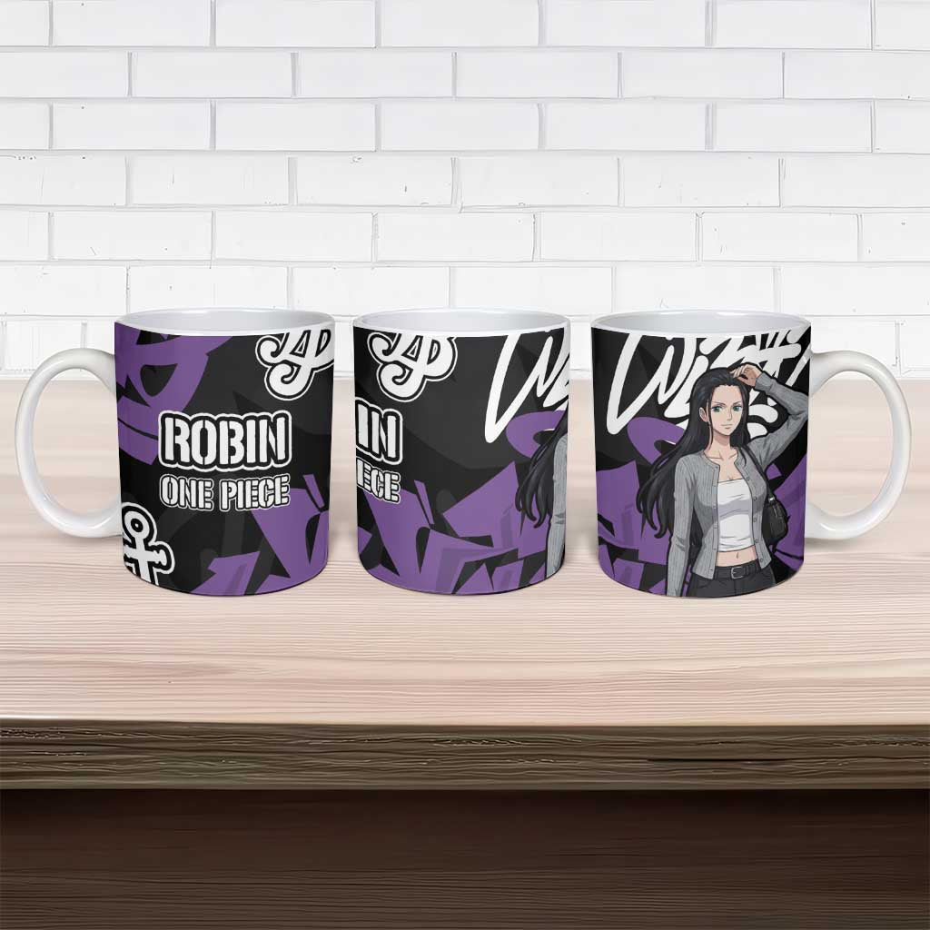 Nico Robin One Piece Ceramic Mug Graffiti Street Art Anime Collage