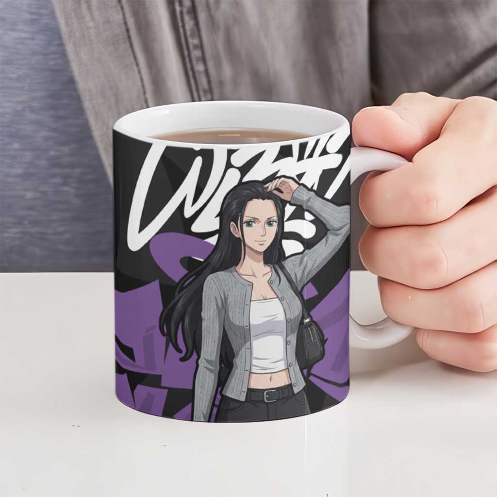 Nico Robin One Piece Ceramic Mug Graffiti Street Art Anime Collage