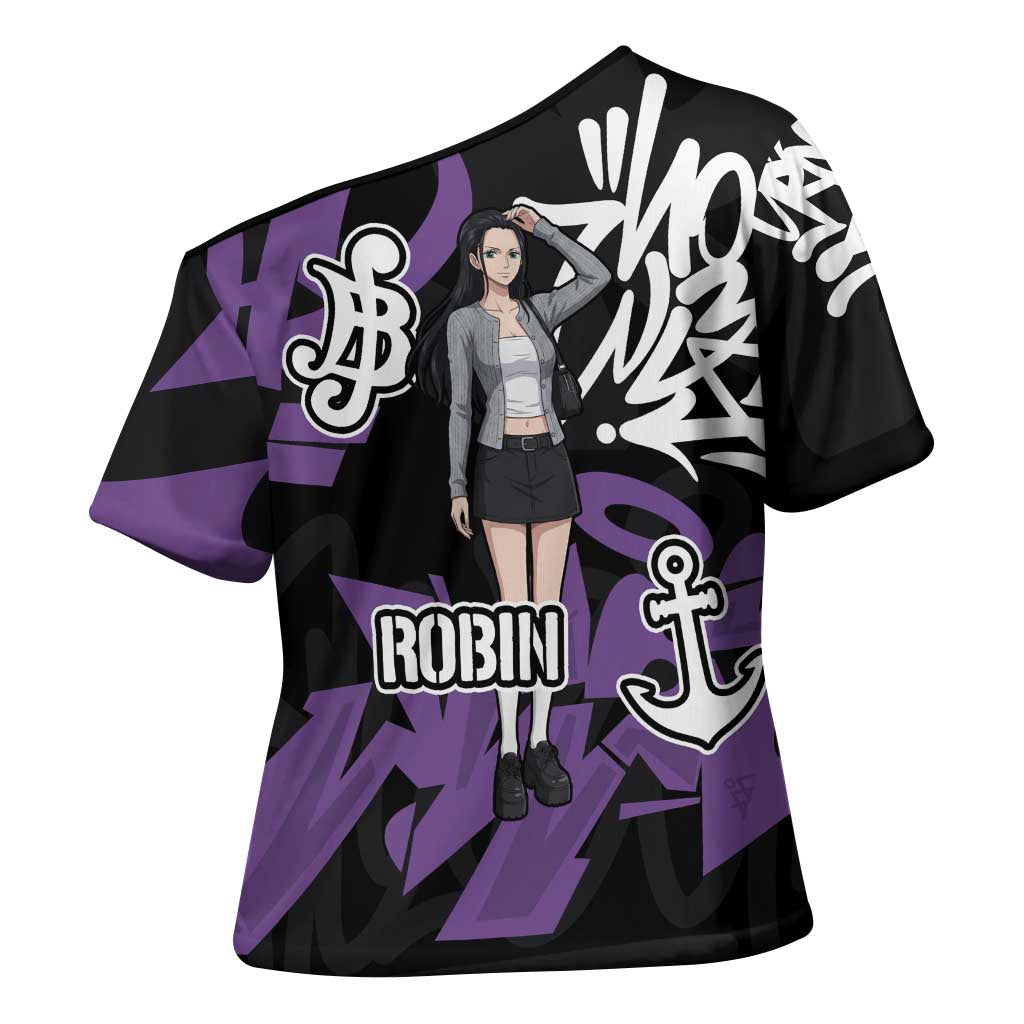 Nico Robin One Piece Cross Shoulder Shirt Graffiti Street Art Anime Collage