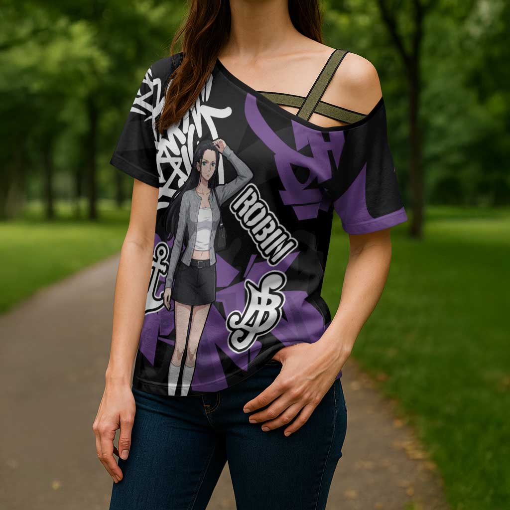 Nico Robin One Piece Cross Shoulder Shirt Graffiti Street Art Anime Collage