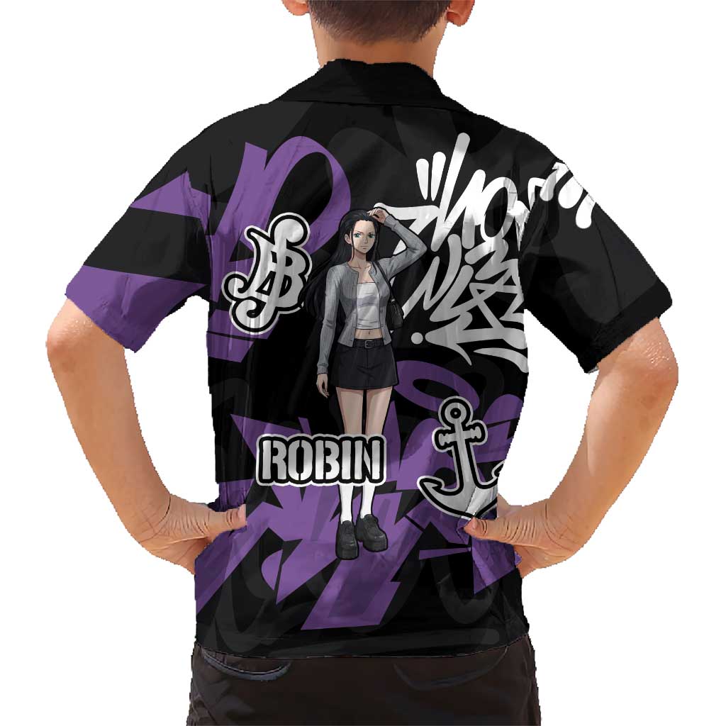 Nico Robin One Piece Family Matching Summer Maxi Dress and Hawaiian Shirt Graffiti Street Art Anime Collage
