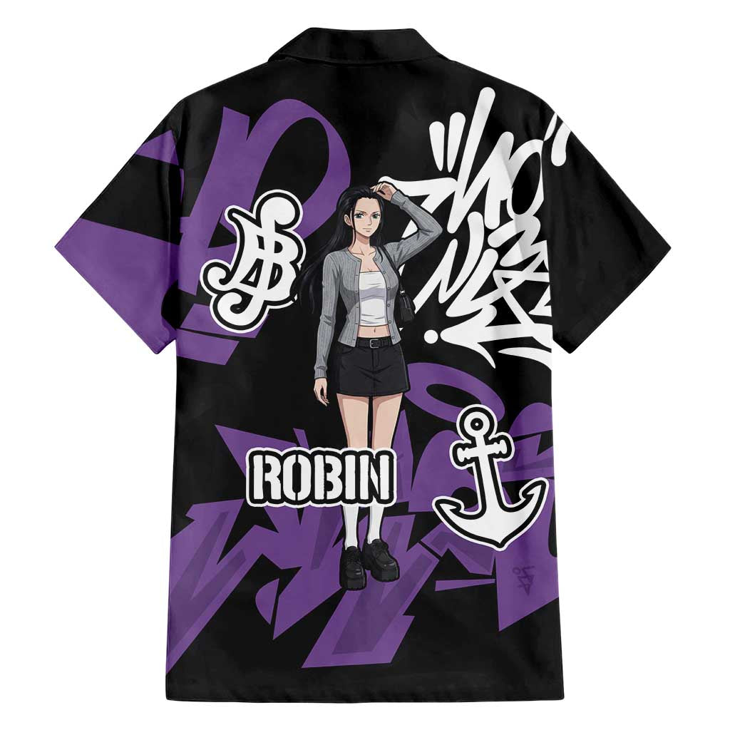 Nico Robin One Piece Family Matching Summer Maxi Dress and Hawaiian Shirt Graffiti Street Art Anime Collage