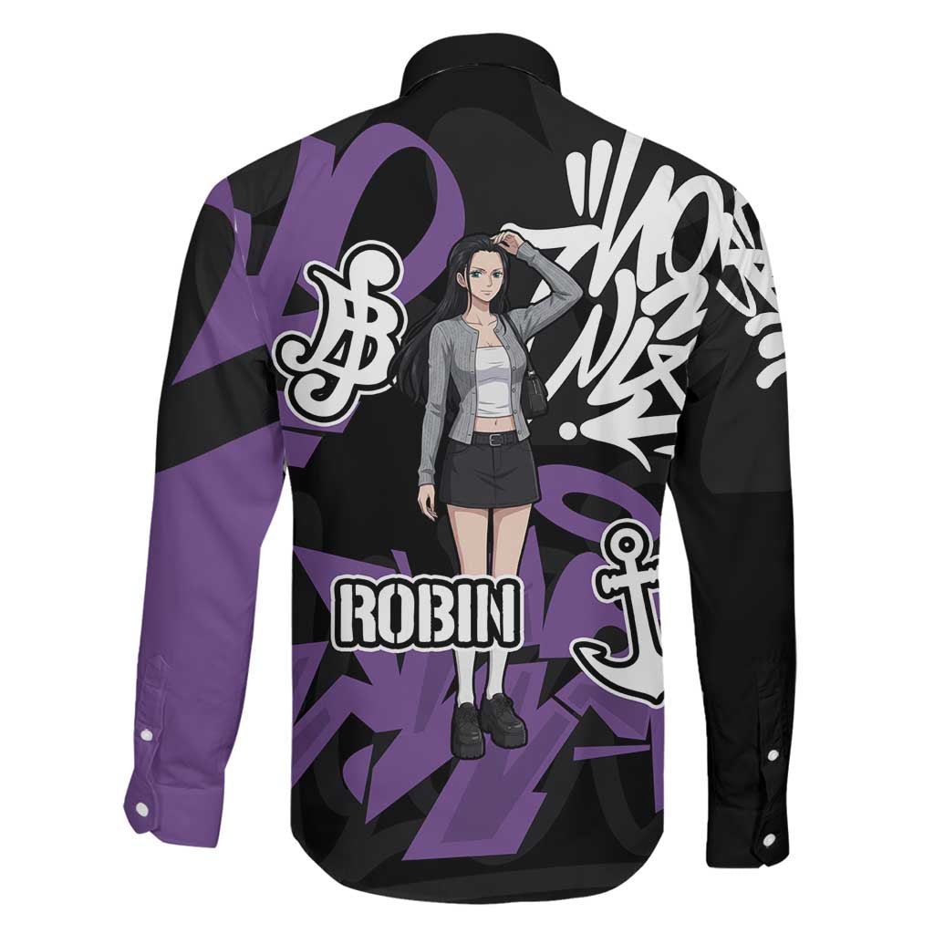 Nico Robin One Piece Family Matching Summer Maxi Dress and Hawaiian Shirt Graffiti Street Art Anime Collage