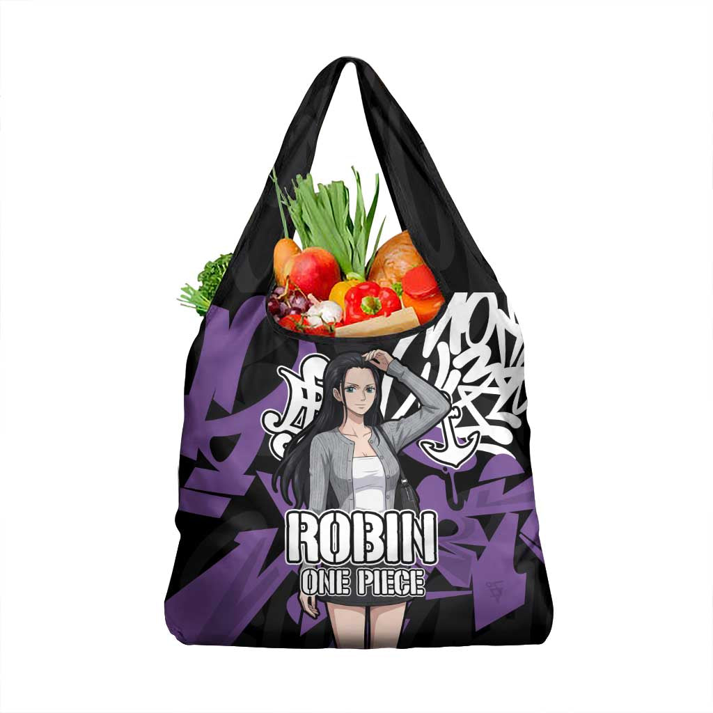 Nico Robin One Piece Grocery Bag Graffiti Street Art Anime Collage