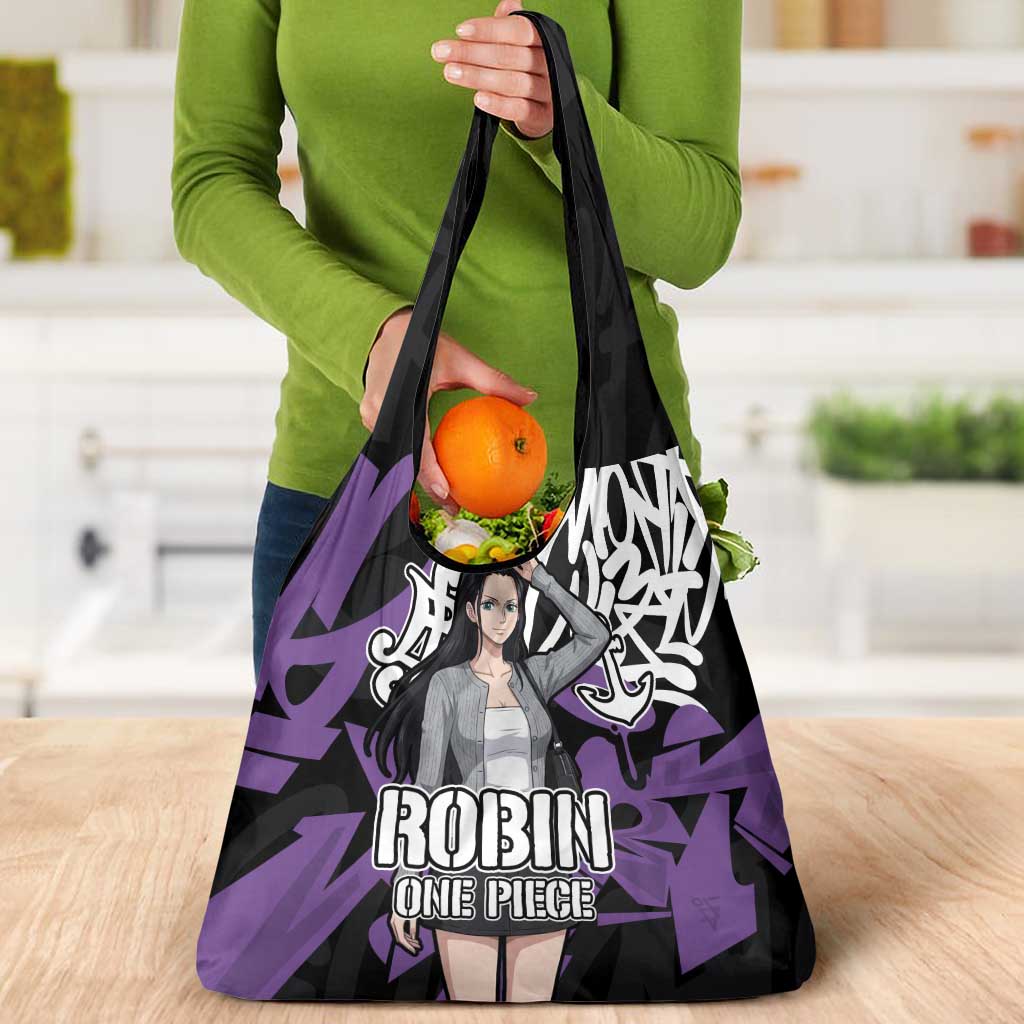 Nico Robin One Piece Grocery Bag Graffiti Street Art Anime Collage