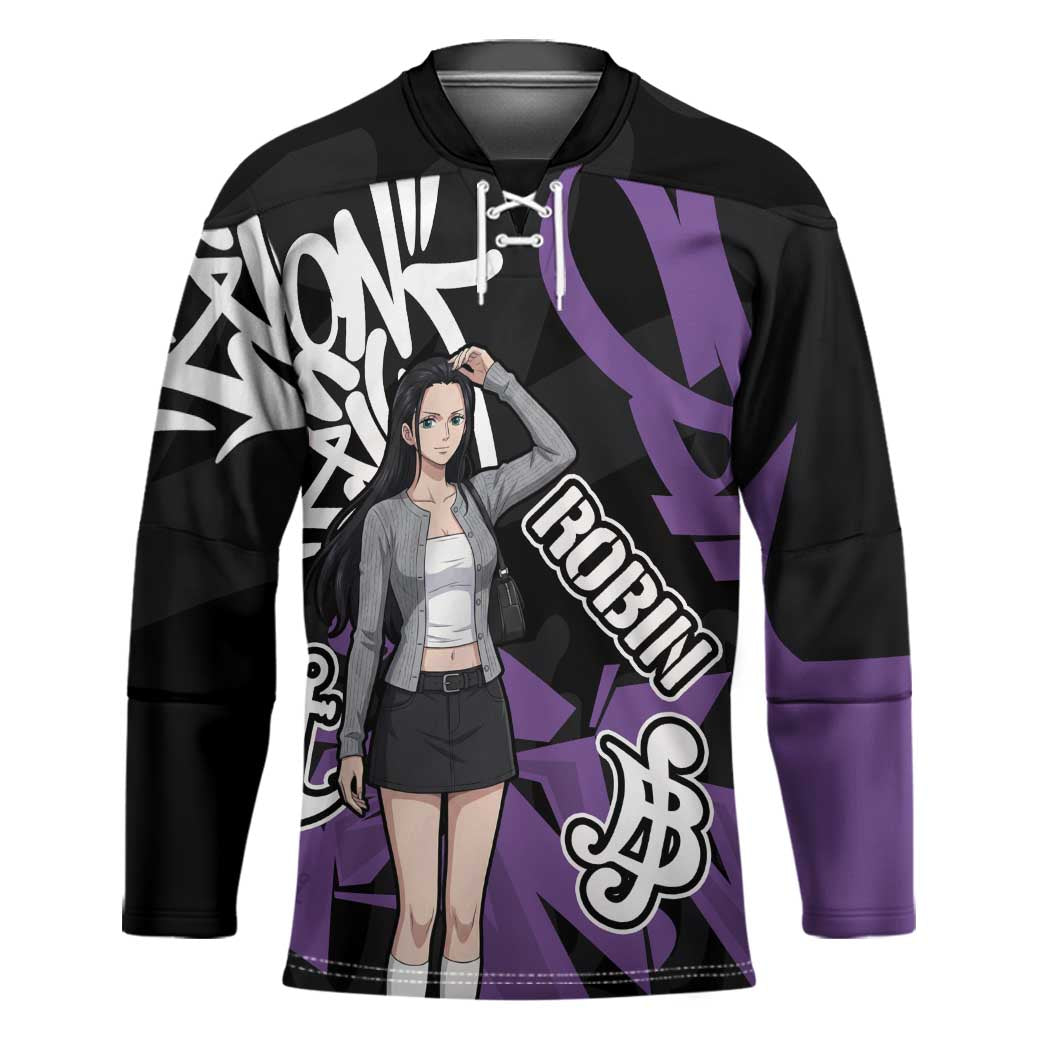 Nico Robin One Piece Hockey Jersey Graffiti Street Art Anime Collage