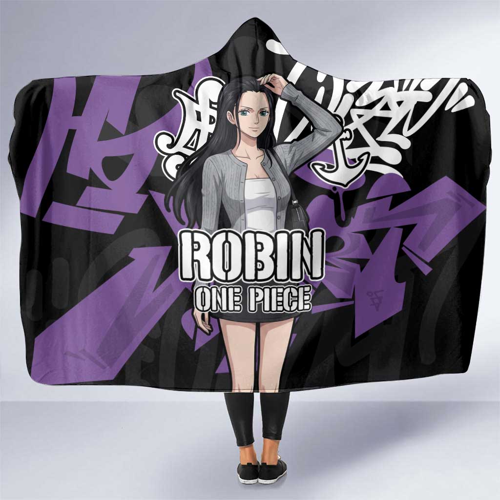 Nico Robin One Piece Hooded Blanket Graffiti Street Art Anime Collage